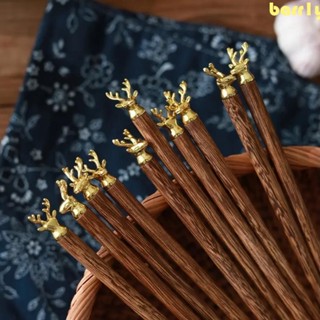 BARR1Y1對鹿頭木筷子,熱安全文格壽司筷子,餐具不易變形防滑可重複使用日本筷子麵條