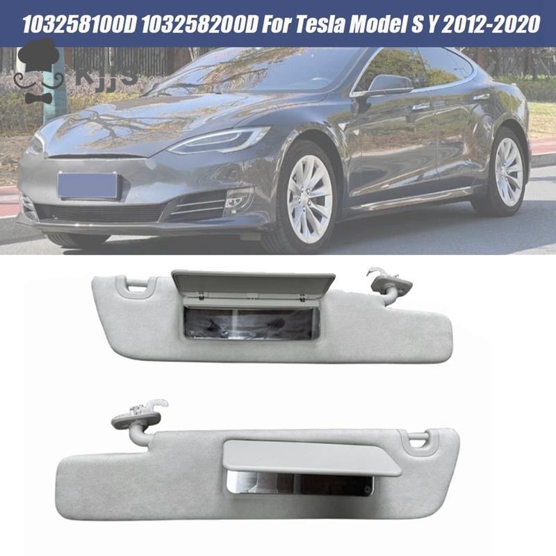 1 對帶鏡子遮陽罩的汽車遮陽板配件 103258100D 103258200D 適用於特斯拉 Model S Y 201