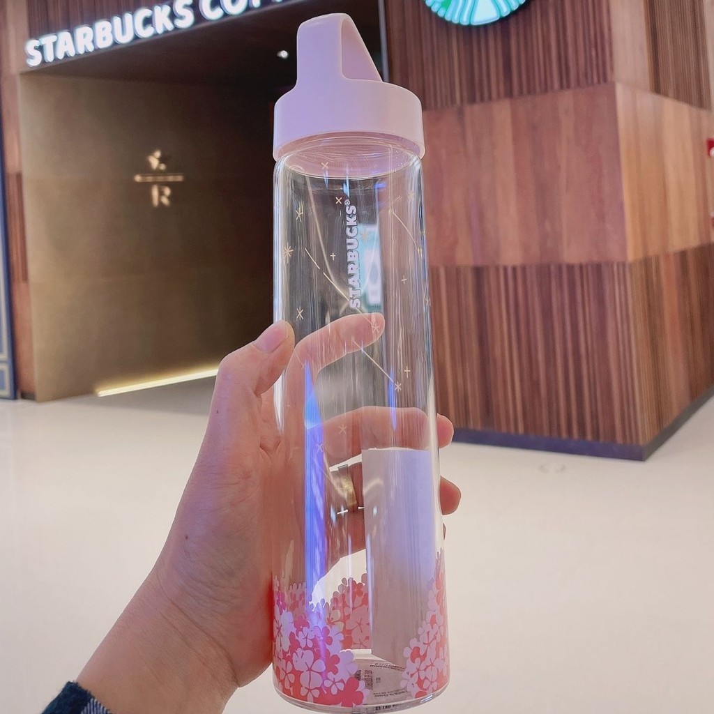 星巴克Starbuck高硼硅耐熱玻璃杯櫻花隨身杯無瑕疵情侶杯