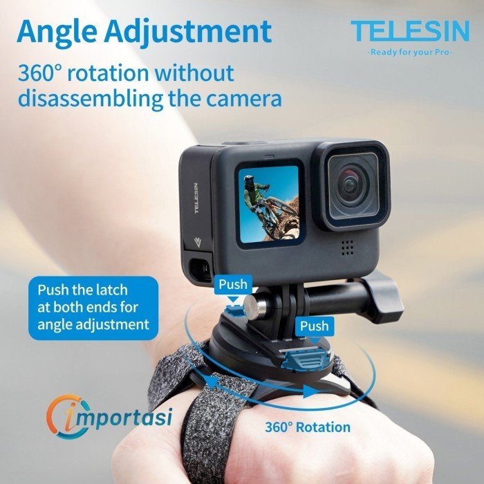 Telesin 360 旋轉手腕帶,適用於 GoPro 12 11 10 9 Action 3 4