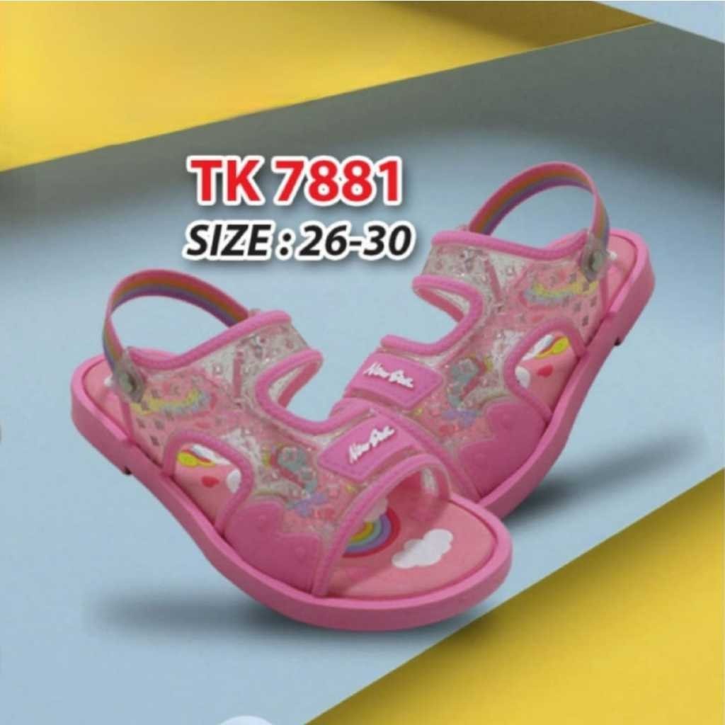 NEW ERA 全新 ERA BB/KC 7881 TK 7881 涼鞋玻璃鞋兒童背帶橡膠涼鞋女孩原裝尺寸 19-30