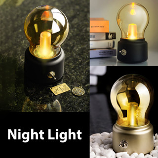 Yl 復古 LED 小夜燈,愛迪生燈泡床頭燈,創意復古 USB 可充電床頭櫃燈泡燈