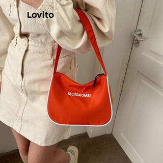 Lovito 休閒素色牛津字母運動小號女式斜背包 LFA22098