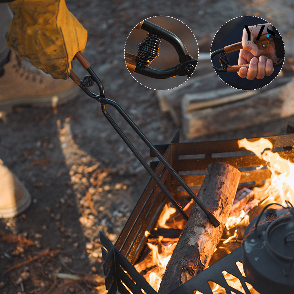 [登拓運動]AMZ 戶外燒火夾 野餐燒烤加粗防燙碳火夾輕量便攜碳鋼焚火鉗（頻道）