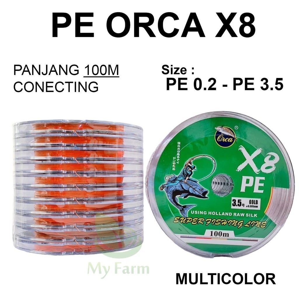 Pe Orca X8 100m 多色連接超級釣魚線 Pe0.2 Pe3.5 超強抗捲曲釣魚線質量