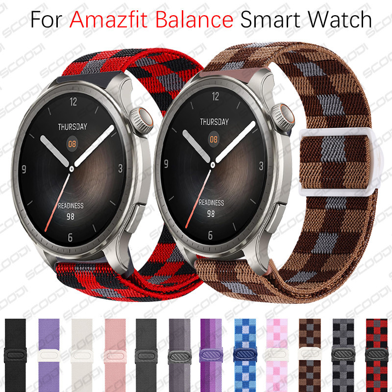 適用於 Amazfit Balance 智能手錶錶帶的可調節彈力尼龍錶帶