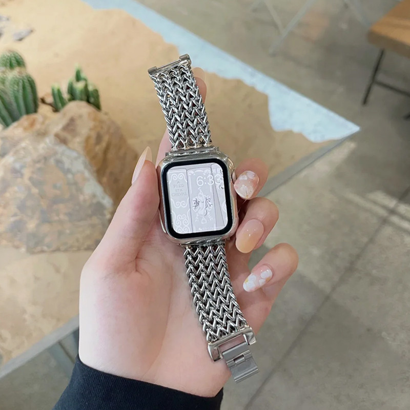 豪華金屬不銹鋼錶帶兼容 Apple Watch ultra 2 49mm 45mm 44mm 42mm 41mm 38m