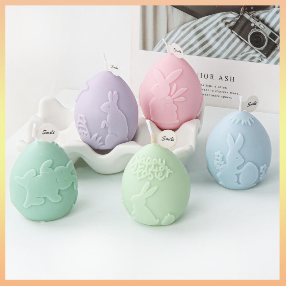 浮雕兔子復活節彩蛋蠟燭矽膠模具香薰兔子蛋蛋糕巧克力矽膠模具復活節禮物石膏模具