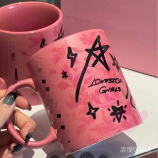 【上新 限量款】星巴克杯子 塗鴉陶瓷咖啡杯 陶瓷馬克杯 BLACKPINK粉墨聯名 咖啡隨行杯 陶瓷杯 創意水杯 禮物