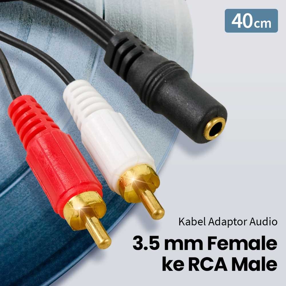音頻適配器電纜 3.5 毫米母頭轉 RCA 公頭 HiFi 40 厘米