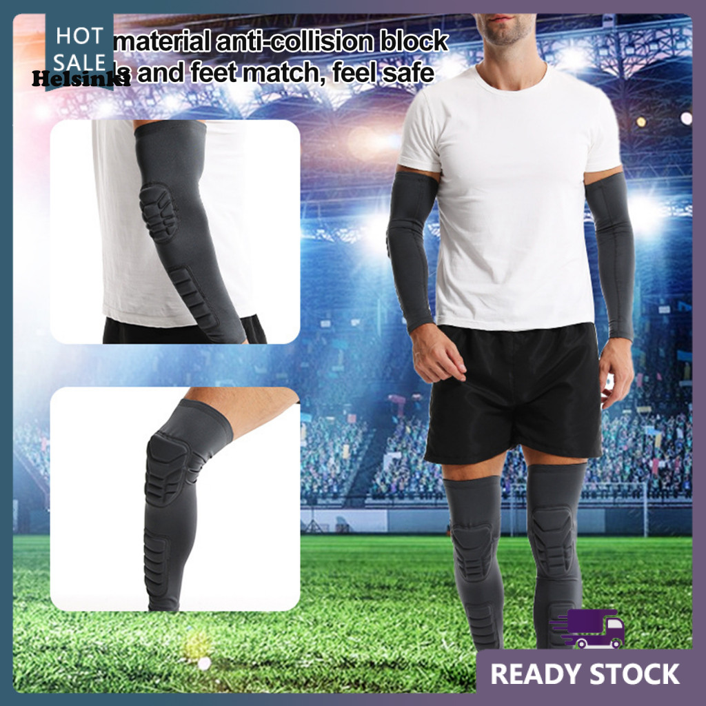 Hls 青少年足球護腿運動用品高彈性透氣運動護膝護腿適用於足球抗衝擊護腿套