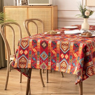 民族風桌佈 幾何圖案棉麻佈藝 臺佈 加厚餐桌佈 長方形桌巾