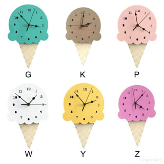 ins裝飾北歐風家居冰淇淋時鐘卡通靜音鍾牆面裝飾兒童房時鐘軟裝