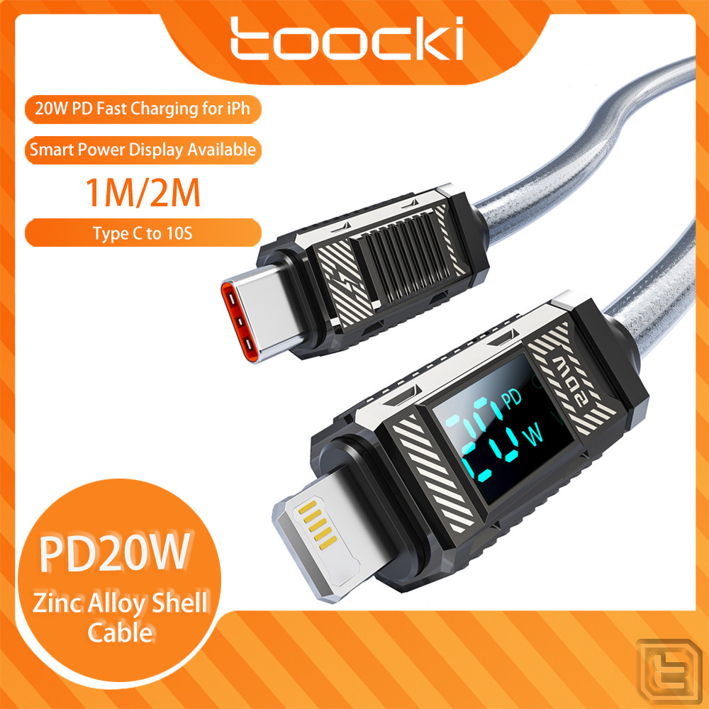 Toocki PD 20W Type C 轉 1OS 快速充電線 480Mbps 快速數據線鋅合金外殼線帶智能電源顯示可