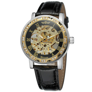 男士皮帶手動機械手錶鏤空透底時尚休閒手錶機械錶腕錶現貨禮物時尚休閒
