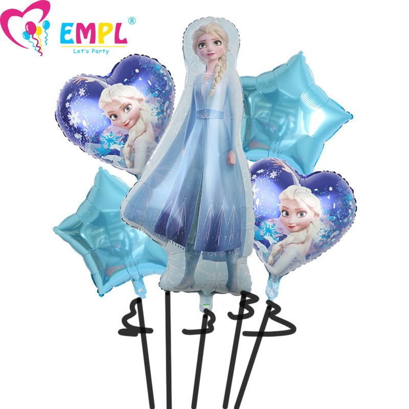 5 件裝雪人生日派對氣球冷凍生日派對裝飾卡通鋁箔氣球花束兒童生日派對