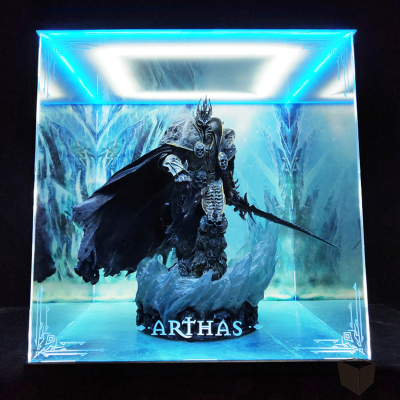 【收藏精品】Sideshow 魔獸世界 阿爾薩斯 巫妖王 雕像 防塵led展示盒