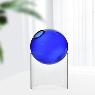 1/2/3 藝術透明圓形玻璃花瓶桌面玻璃容器花盆家居裝飾