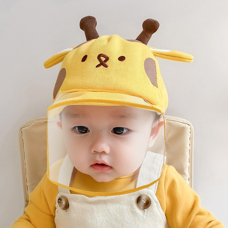 嬰兒防疫帽 寶寶防護帽 兒童防護面罩 長頸鹿防疫帽 防飛沫 新生兒 遮陽帽 寶寶出行帽子