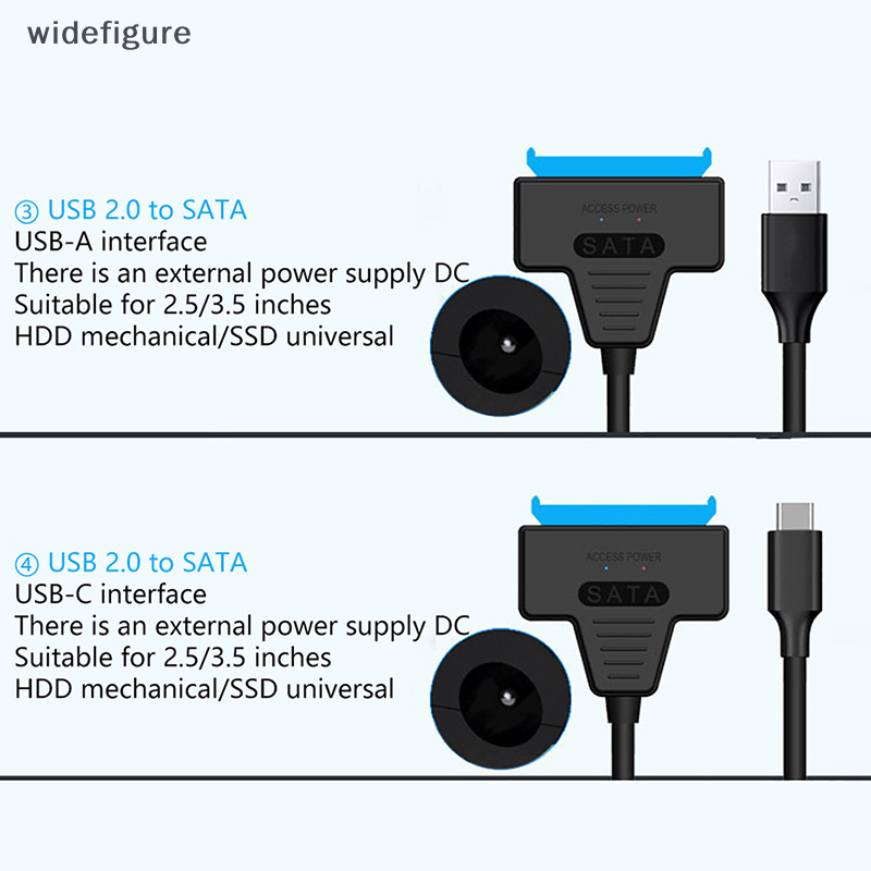 Widefigure SATA 轉 USB 3.0 2.0/Type-C 適配器適用於 2.5/3.5 英寸外置 HDD