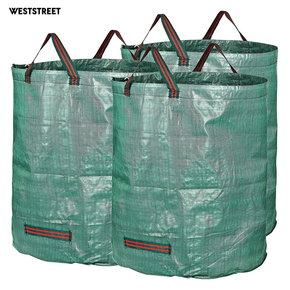 3 件裝大型花園垃圾袋葉子草箱可重複使用的存儲容器