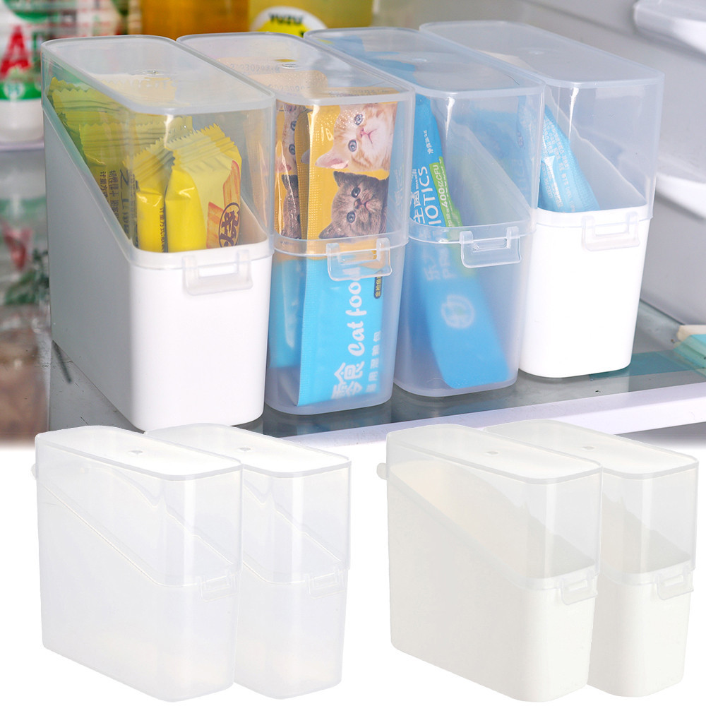 冰箱側門儲物盒 - 帶扣儲物盒 - 奶酪片盒 - 半透明、塑料 - 斜開冰箱儲物盒 - 廚房分類收納盒