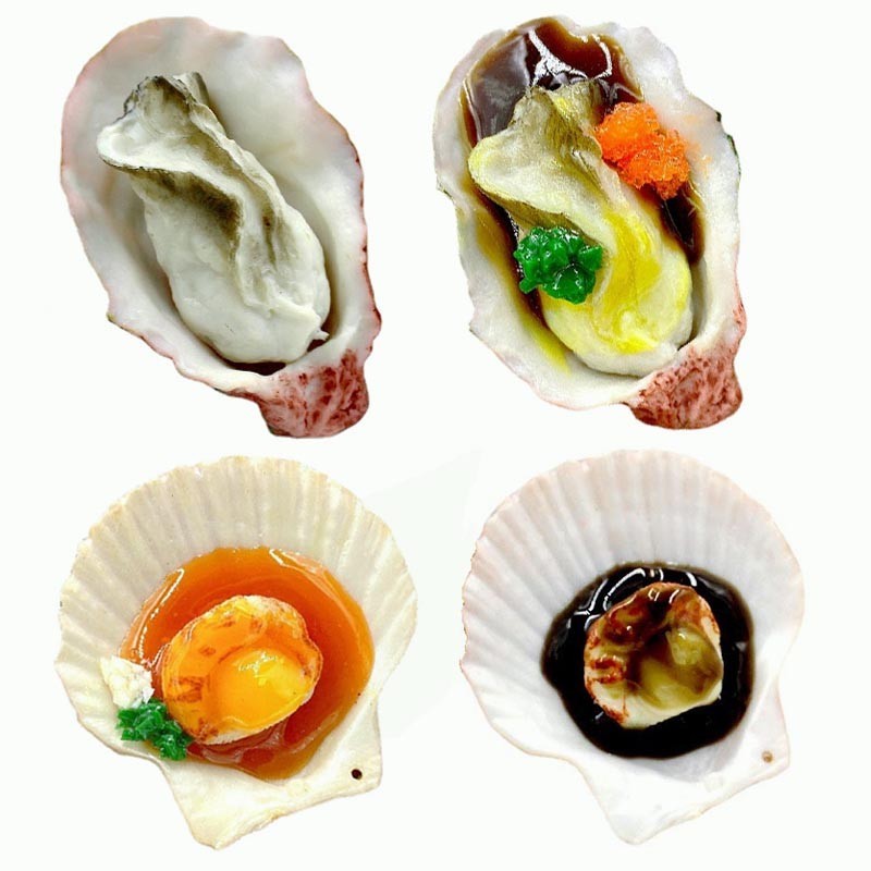 4 件裝人造牡蠣假貝類海鮮模型,適用於家庭廚房派對裝飾食品樣品展示道具