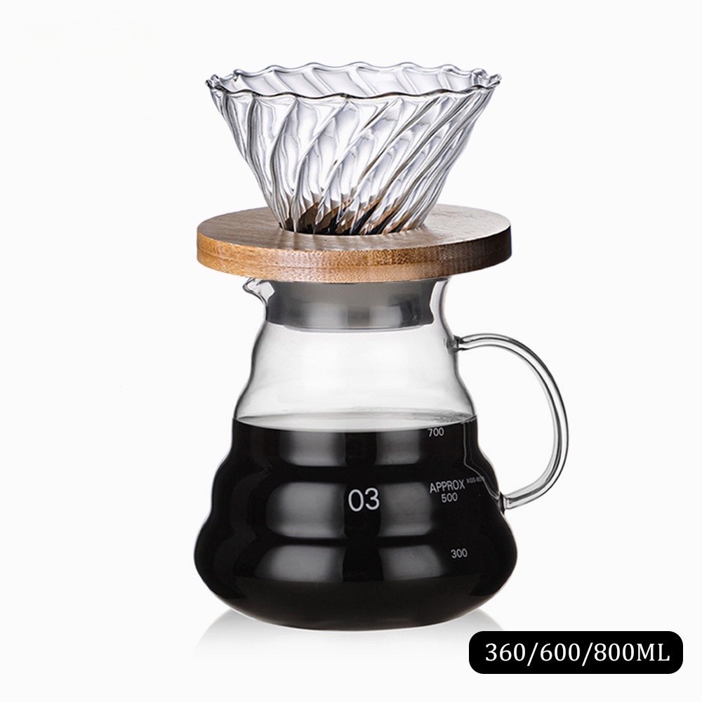 鑽石玻璃咖啡壺 竹託濾杯 雲朵壺 杯咖啡分享壺 耐熱玻璃壺 家用美式滴漏式下壺 手衝咖啡 咖啡器具