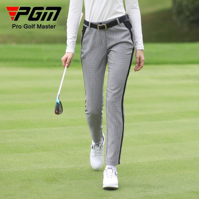 【現貨秒發】高爾夫球衣 高爾夫球褲 pgm高爾夫球服女裝春長褲子 千鳥格直筒褲 彈力緊身時尚 運動