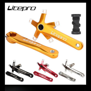 🚲Litepro 折疊自行車曲柄鋁合金 170mm 空心整體山地車山地車 BCD 130 曲柄齒板零件 自行車零件