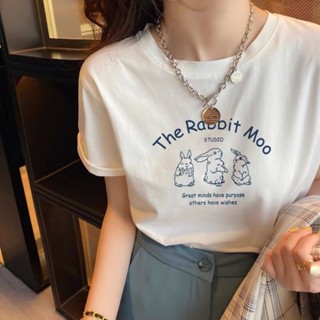胖胖美依 中大尺寸 S-3XL 短袖T卹 上衣 印花T卹 簡約 新款寬鬆百搭正肩半袖圓領字母上衣-2707.