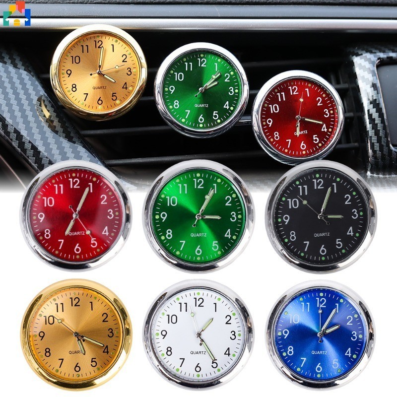 6色汽車迷你夜光電子時鐘儀表板自粘石英手錶自行車摩托車汽車內飾配件