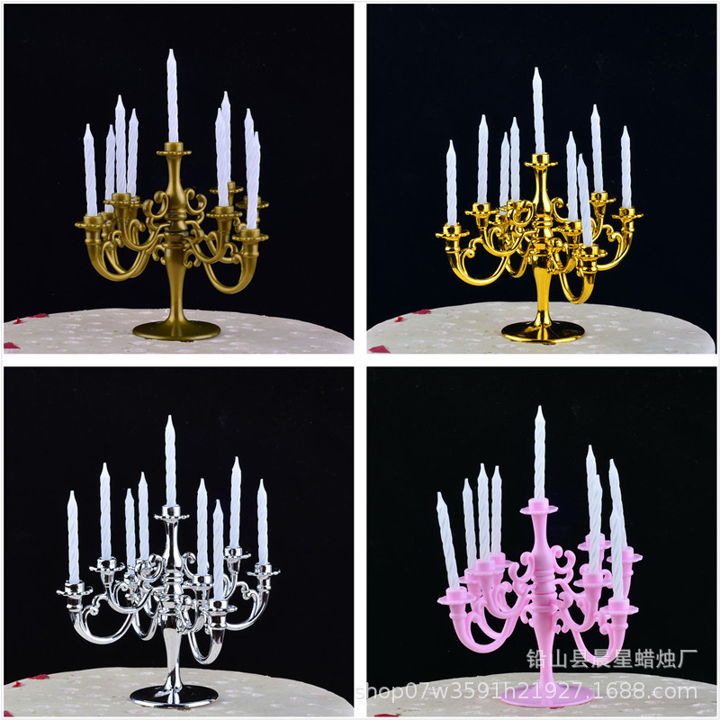 生日蛋糕蠟燭擺件 歐美復古燭臺裝扮 新款蠟燭裝飾插件 甜品裝飾
