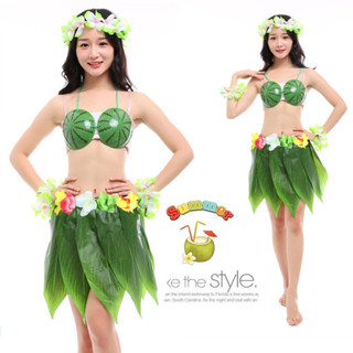 夏威夷仿真樹葉裙 野人服裝 環保成人 表演道具草裙舞套裝