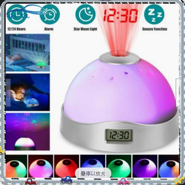 Led 數字投影儀鬧鐘 7 色變化時間顯示易於設置多色夜燈時鐘