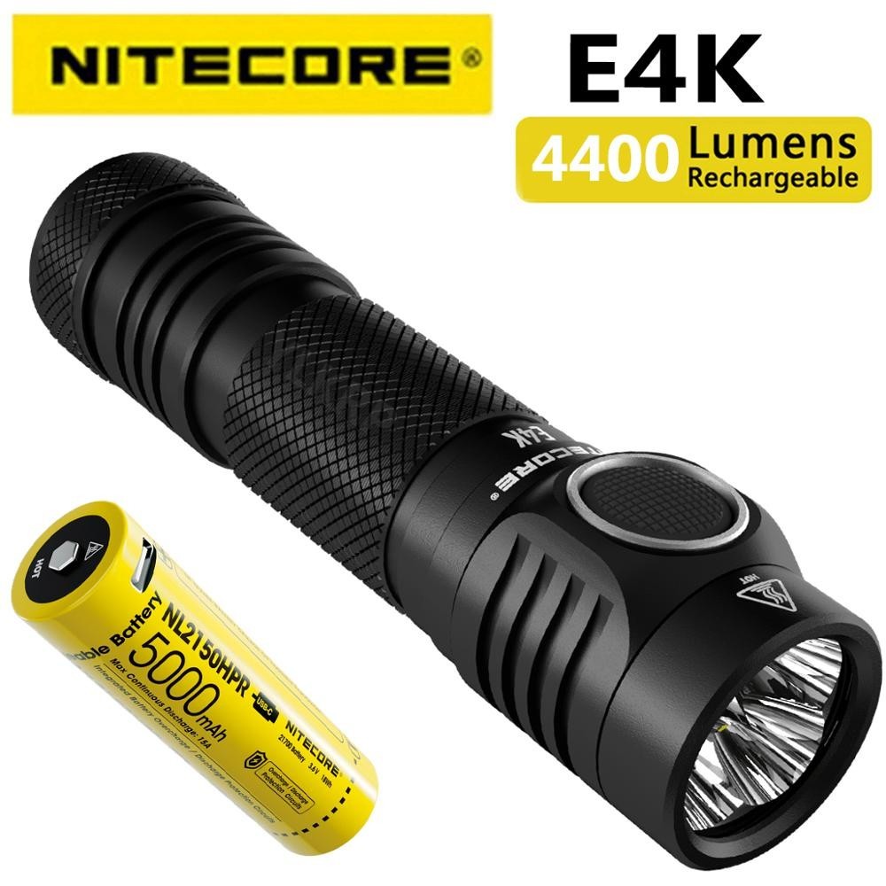 Nitecore E4K 4400 流明 4 x CREE XP-L2 V6 LED 21700 緊湊型 EDC 手電筒