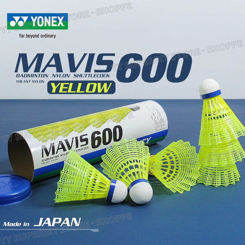Yonex MAVIS 600/350 件尼龍塑料尼龍羽毛球藍色帽 350/600 中速羽毛球