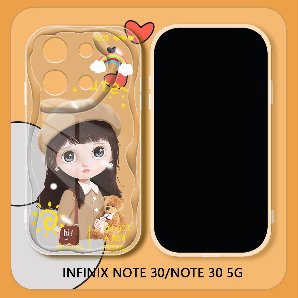Infinix Zero 30 4G 軟矽膠手機殼可愛卡通貝雷帽女孩波浪邊後蓋保護殼保護防震殼