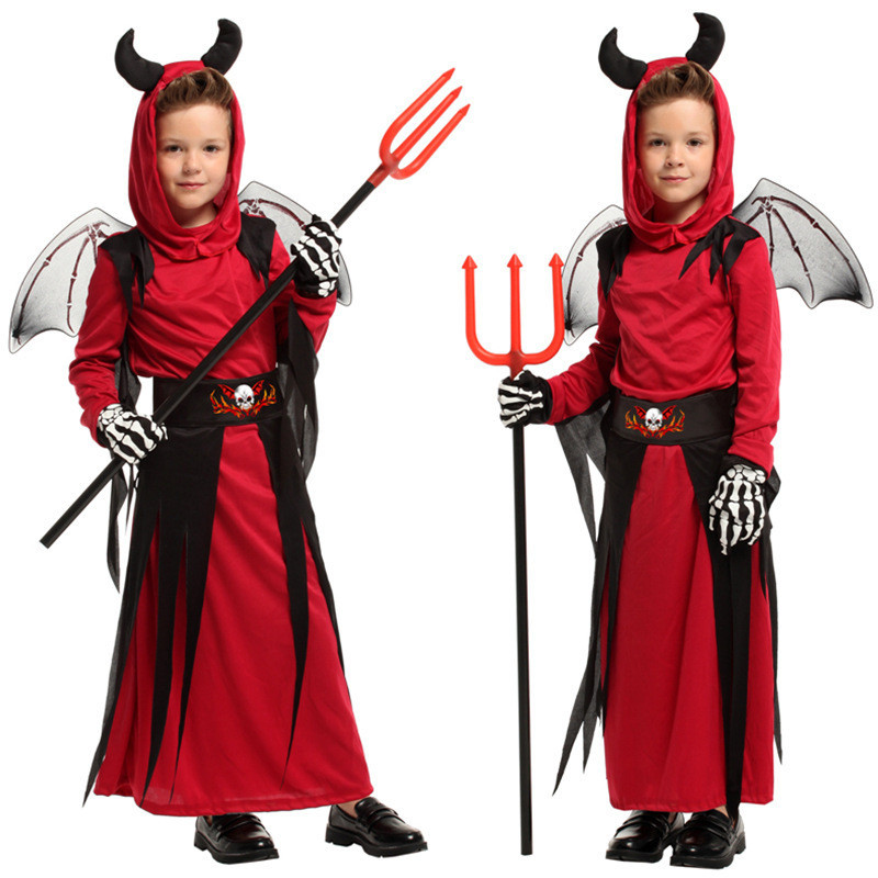 萬聖節cosplay 兒童表演服 幼兒三叉戟惡魔舞臺表演服 角色扮演 兒童造型服飾