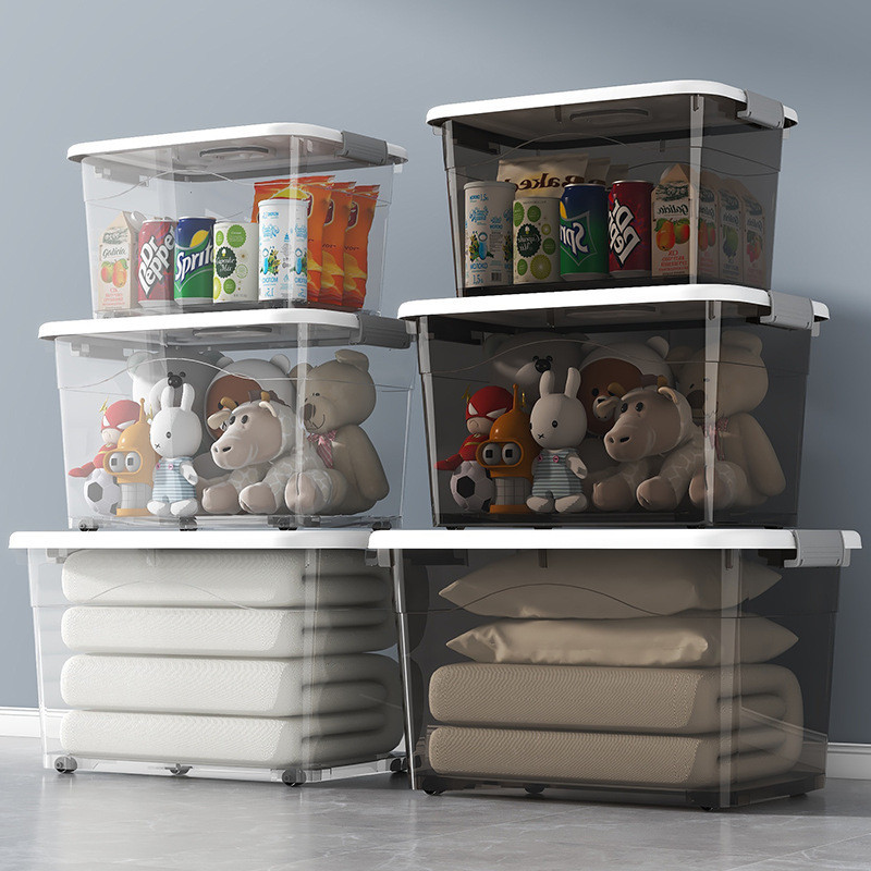 LULU加厚透明收納箱子 家用大容量衣服收納盒 帶蓋 塑膠整理箱 儲物箱