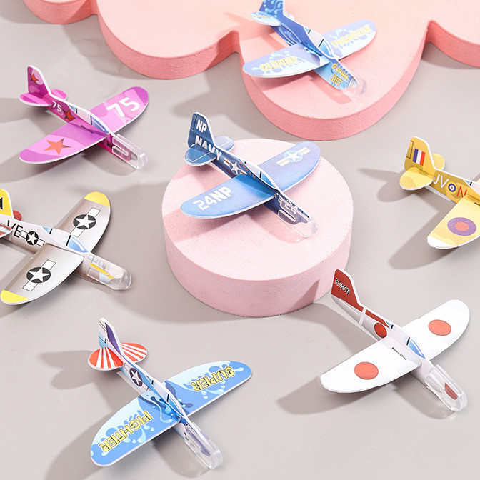 迷你泡沫小飛機DIY彩色兒童玩具航空模型幼兒園小禮品戶外活動