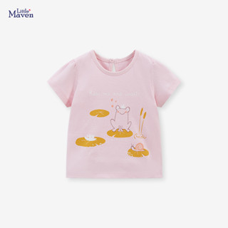 【HOT 本舖】 Little maven2024夏季新款女童上衣歐美風卡通童裝兒童T恤短袖