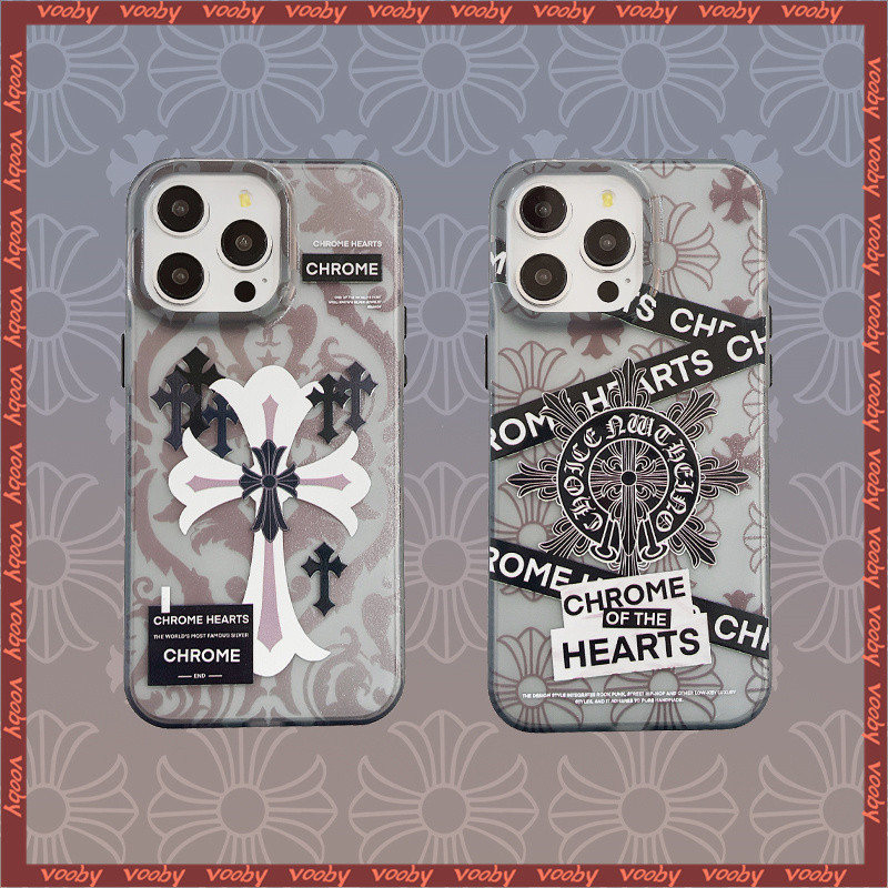 街頭時尚chrome Hearts標誌塗鴉標籤雙層塗層電鍍幸運情侶軟手機殼適用於IPhone15 15Pro 15Pro