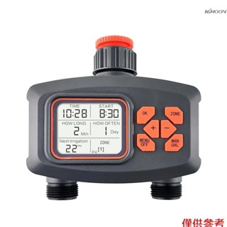 花園軟管灑水定時器的水定時器 2 個出口大型 LCD 螢幕可程式設計灌溉定時器,用於庭院草坪自動/手動戶外澆水定時器