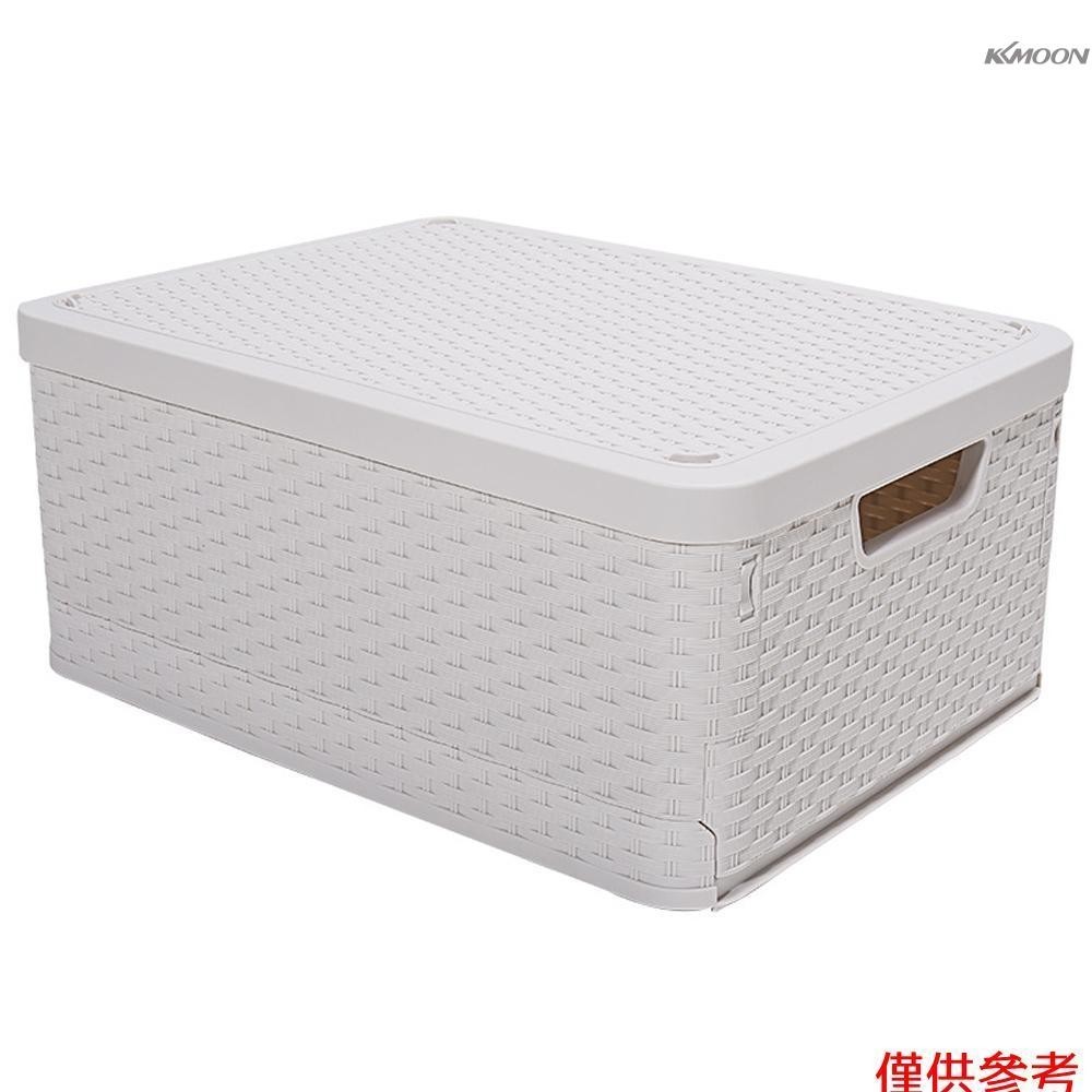 白色可折疊儲物盒,防水儲物盒收納盒帶兩個把手,折疊塑料可堆疊實用板條箱,耐用的家庭和車庫收納盒