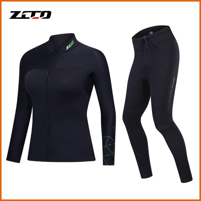 現貨 ZCCO 3mm 潛水衣 潛水褲 女款氯丁橡膠分體保暖 前開拉鍊/褲腰抽繩 戶外潛水