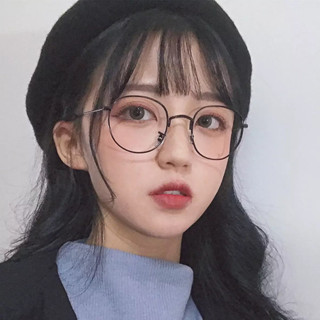 韓版復古金邊細框眼鏡框女可愛圓臉素顏小框藝文平光配近視鏡小臉