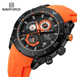Naviforce 男士石英手錶夜光矽膠錶帶男手錶運動軍用計時碼表