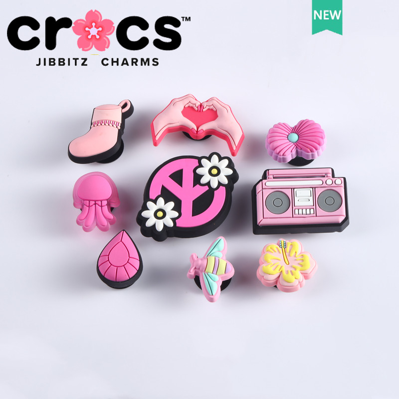 jibbitz crocs 鞋釦 粉色蜜蜂 花朵 可愛女生鞋配飾 charms button