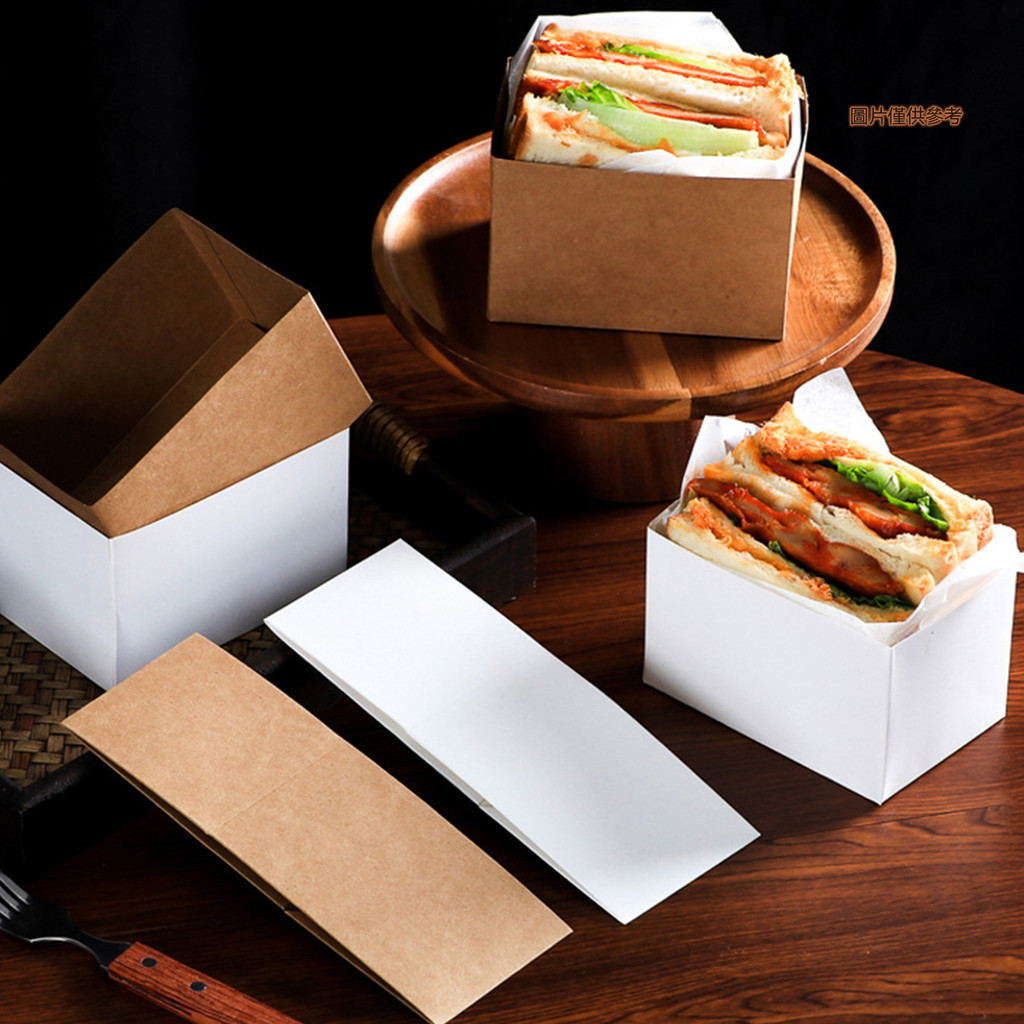 [妙妙屋]50pcs 三明包裝紙厚蛋吐司麵包打包早餐打包盒子漢堡油紙託